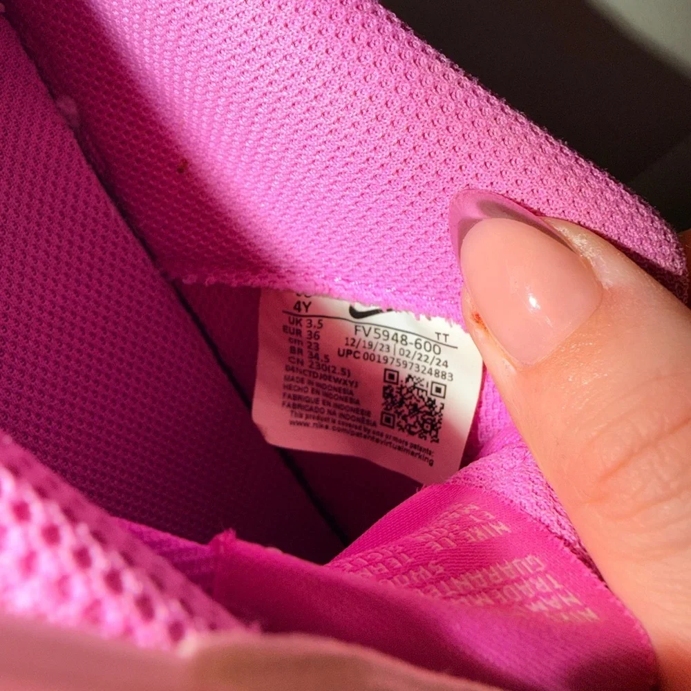 Pink Y2K Bedazzled Nike Sneakers with Rhinestone Swoosh on outside 4Y Barbiecore